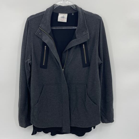 CAbi Jackets & Blazers - CABI Heather Grey Mesh Back Jacket Size M Belted Soft Jersey Athleisure #3184